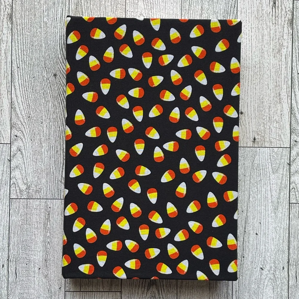 New Halloween Linen Wrapped Decorative Book Candy Corn Hand-Wrapped Spooky Decor - Picture 2 of 7